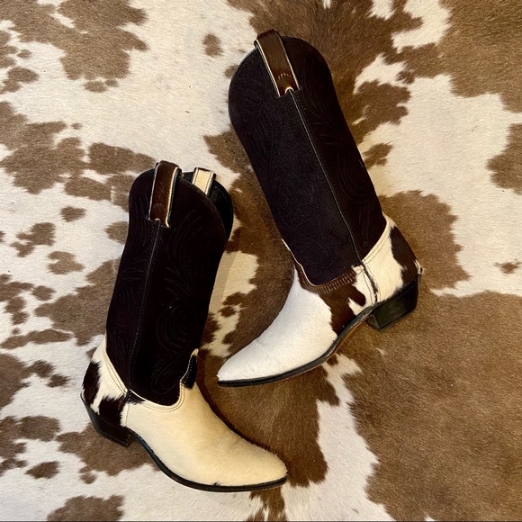 Vintage Shoes - Vintage Suede and Cowhair Cowboy Boots